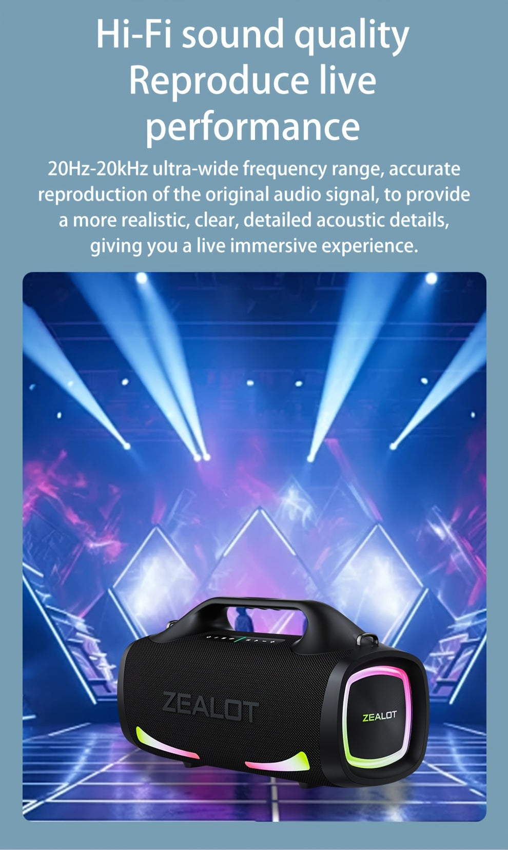 Zealot S79 Wireless speaker, Hifi Sound quality, High Quality, Dual Pairing, Fast ChargingLong Battery Life, 36 Hours Playtime Loud Stereo, Booming Bass. PartyBox. forparty