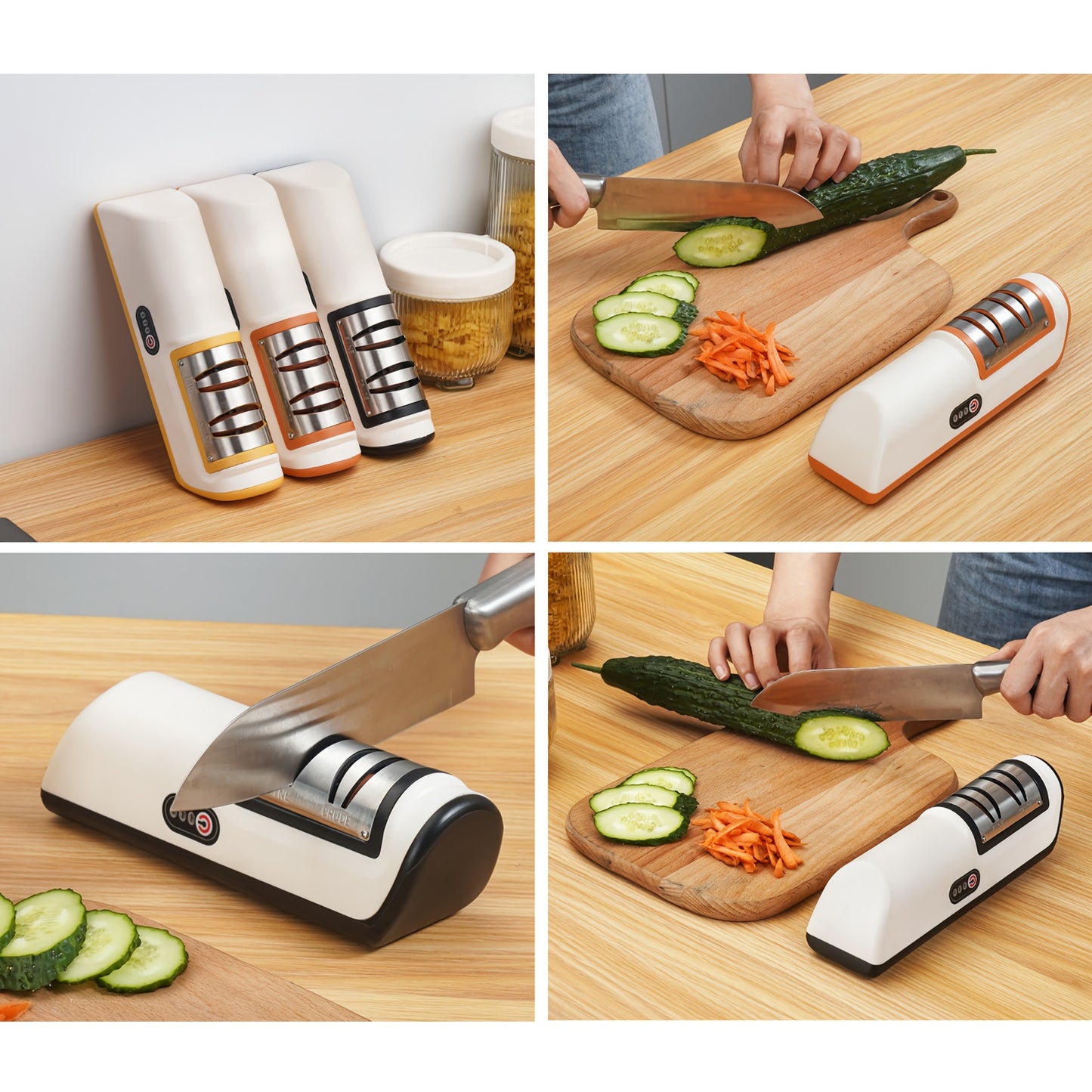 Electric Knife Sharpener - USB Rechargeable, 20° Precision Edge for Kitchen & Pocket Knives | Fast Sharpening & Polishing | Compatible with Chef Knives, Santoku, Ceramic, Slicing & Paring Knives,  Compact Design, Highquality