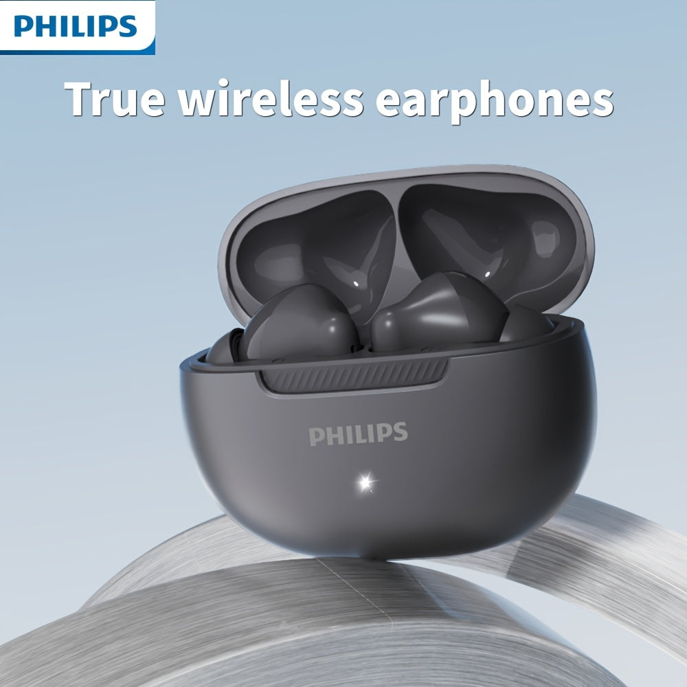 PHILIPS Wireless Black Eapphones Eurbuds Super endurance Headphones, Smooth curve border, Sophisticated and trendy, 320mAh Charging case TAT2020