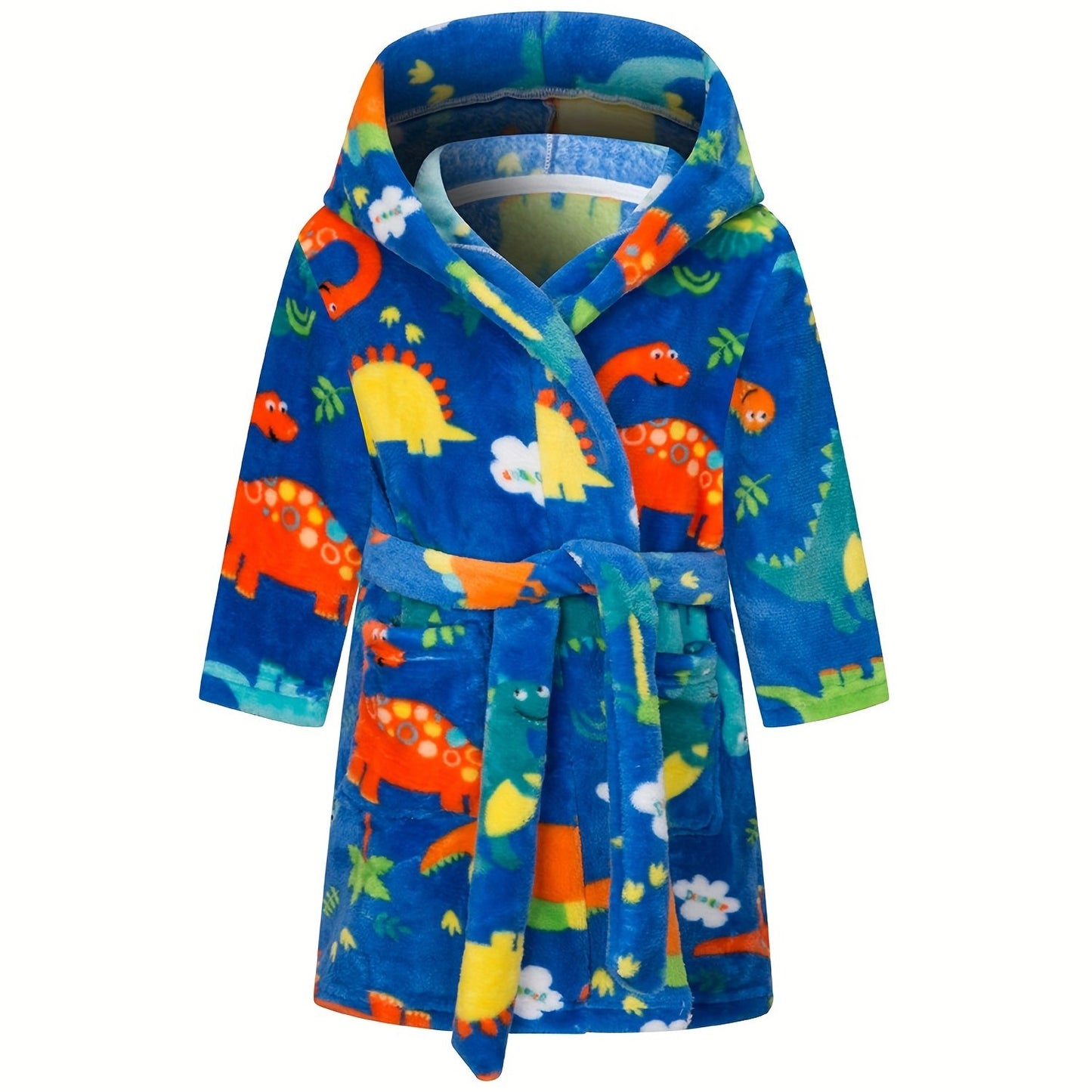 Kids Flannel Bathrobes Boys Hoodie Robes Soft Astronaut Planet Print Sleepwear Kids Clothes