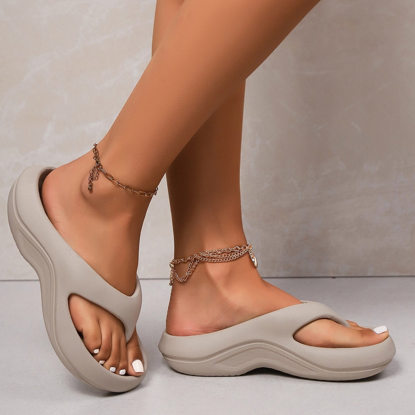 Women'S Slip-On Platform Sandals - Cushioned EVA Beach Shoes with Arch Support, Non-Slip Sole - All-Season Indoor/Outdoor Slippers for Women, - Lightweight & Easy-Clean Footwear for Home, Travel, Work, Vacation - Cushioned In