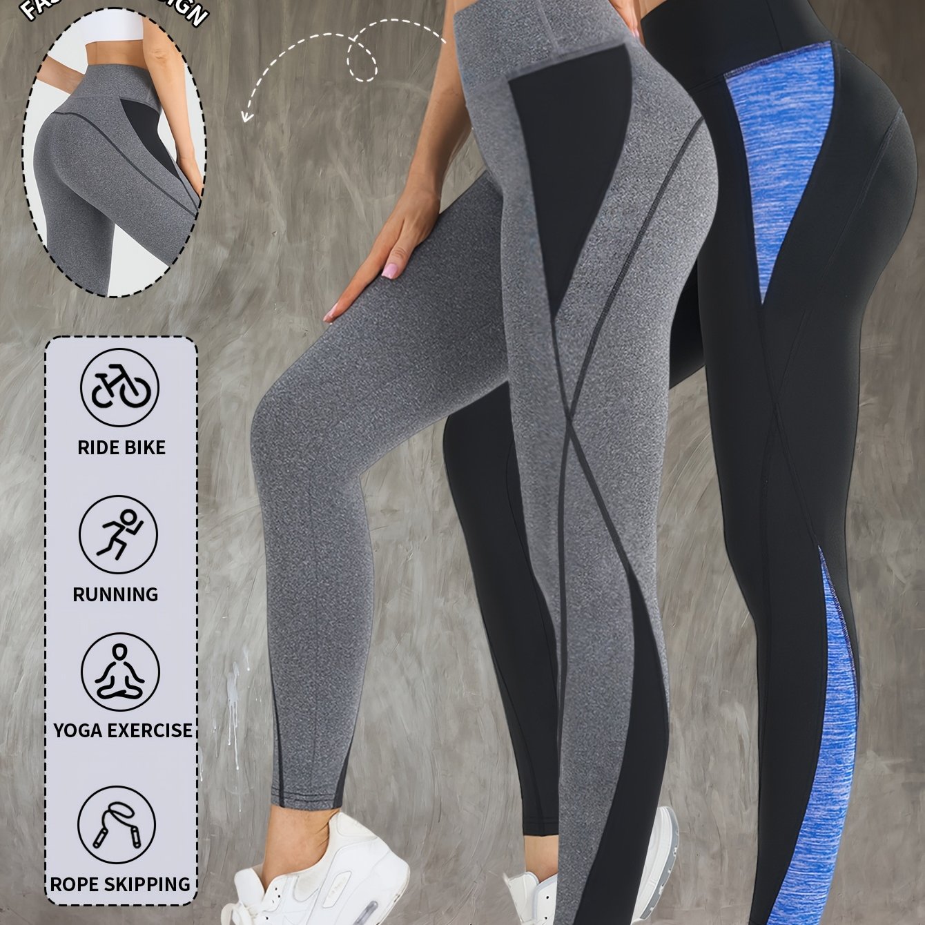 2pcs Women's Fashion Yoga Pants, Fitness Outdoor Sports Leggings, Tummy Control Butt Lifting Tight Pants, Comfortable Breathable Sweat-Absorbing Long Pants
