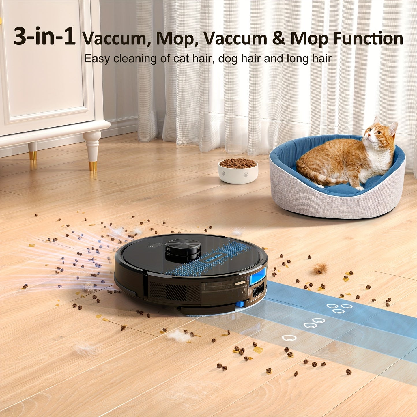 Robot Vacuum Cleaner And Mop Combo 4500Pa, Lubluelu SL60Ultra Robotic Vacuum, 150Mins Max, 56dB, 24 No-Go Zones for Pet Hair Carpets Floor, Christmas&Halloween Gifts, Robot Vacuum And Mop, Vacuum Cleaner Robot, Robot Vacuum C