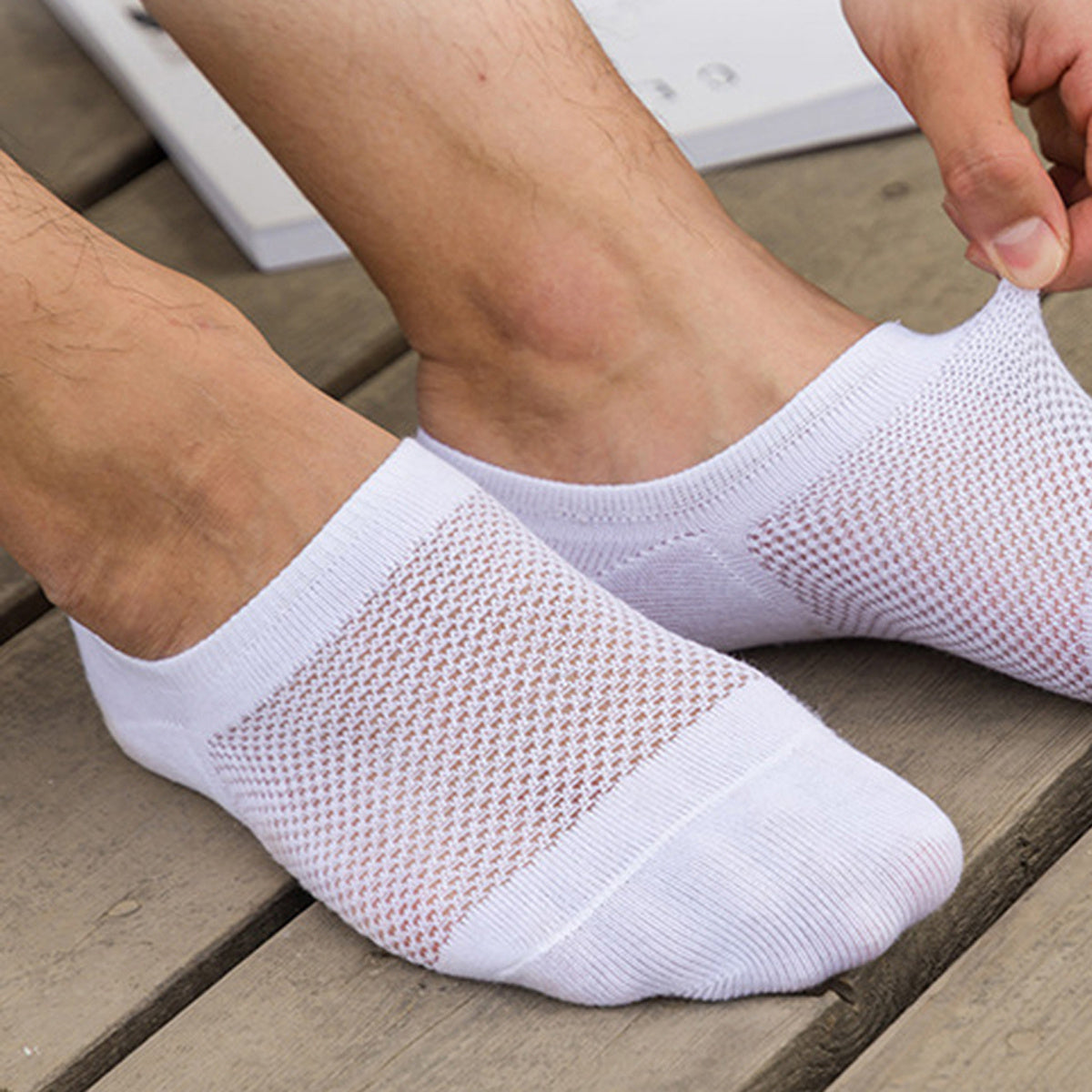 3pairs Men's Solid Pointelle Socks