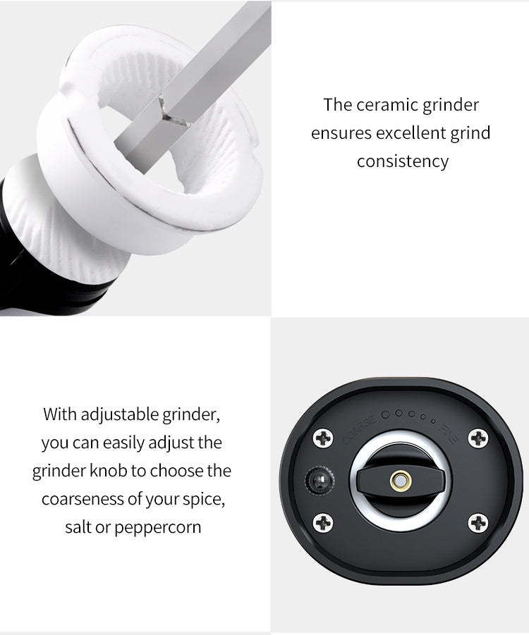 1pc Electric Salt And Pepper Grinder With Adjustable Coarseness Refillable, Pepper Mill, Battery Powered, Kitchen Automatic Grinder, Kitchen Gadgets