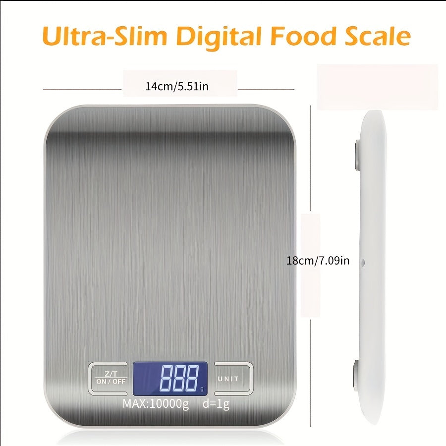 1pc Weluvfit 10kg/1g Multifunction Electric Digital Kitchen Food Scale LCD Display, High Precise Waterproff Measuring Scale With Stainless Steel Surface For Weight Loss, Baking, Cooking, Keto And Meal Prep