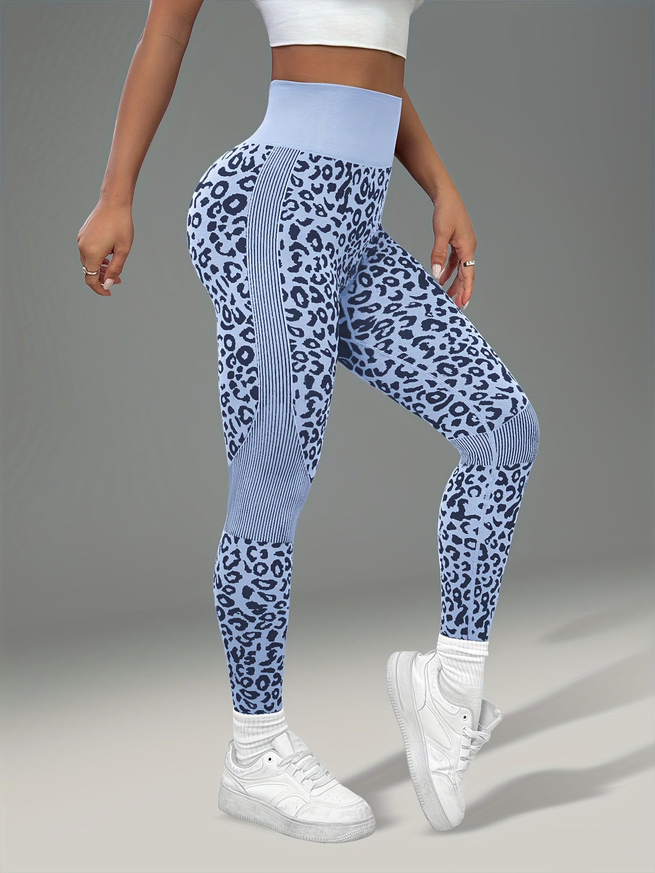 Women'S Leopard Print Yoga Pants - Non-Slip Workout Leggings with Elastic Waistband, Stretchy & Breathable Gym Pants for Yoga, Running, Casual Attire - All-Season Fitness Leggings in Pink & Leopard Print - Non-Slip Grip Activ