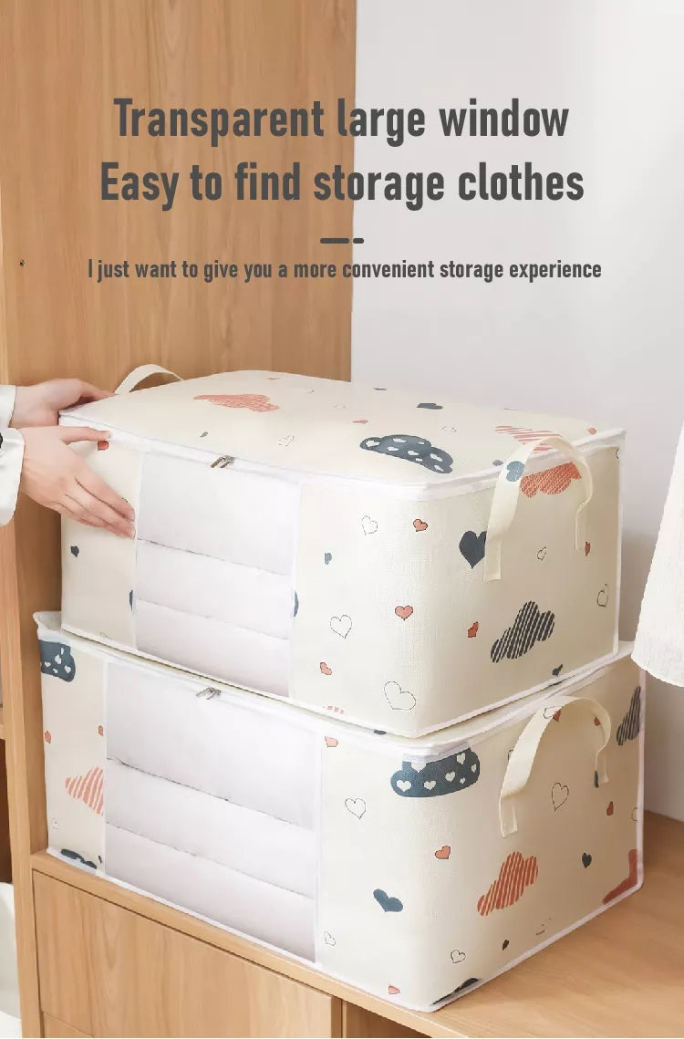 Large Capacity Clothes Storage Bag Organizer With Reinforced Handle, Suitable For Blankets, Bedding, Foldable With Sturdy Zipper, Clear Window Christmas, Halloween, Thanksgiving Gift Easter Gift