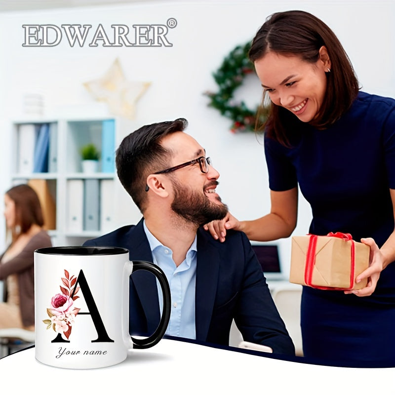 1pc A-Z Letter Custom Personalized Coffee Mug, Water Cup, Photo Text Ceramic Mug 11oz, Graduation Appreciation Thank You Holiday Birthday Gifts, Valentine's Day, Christmas, Birthday, Anniversary Mug Gift, Drinkware For Restau