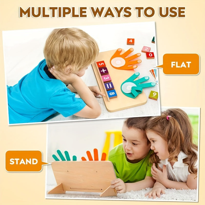 1 counting board, 13 digit blocks, 10 cards, 2 bases, 1 bracket to cultivate cognitive abilities, mathematical operations, addition, subtraction, and matching, Halloween, Christmas, and New Year gifts
