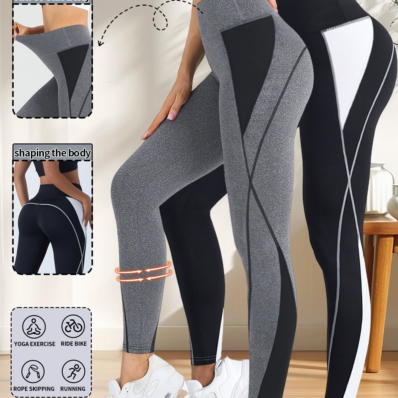 Hot: 2pcs New Women's Fashion Yoga Pants, Elastic Fitness Outdoor Leggings, Tummy Control Butt Lifting Tight Pants, Comfortable Breathable Sweat-Absorbing Shaping Long Pants