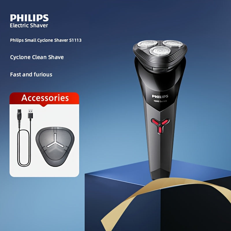 Philips 's Electric Shaver Series 1000 (S1113) - Wet/Dry IPX7 Waterproof, 30-45 Min Runtime, USB- Shaver with 1-Hour Charge, 3D Floating Blade & ContourFlex System, One-Touch Clean,