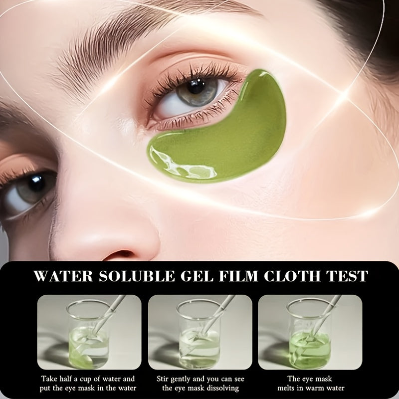 60pcs Avocado & Hyaluronic Acid Eye Masks - Intense Hydration & Brightening, Puffiness Reduction, Dark Circles & Wrinkles, Hypoallergenic for All Light Beige Types, Unisex Skincare, Avocado Eye Mask, Sleek Packaging, Natural