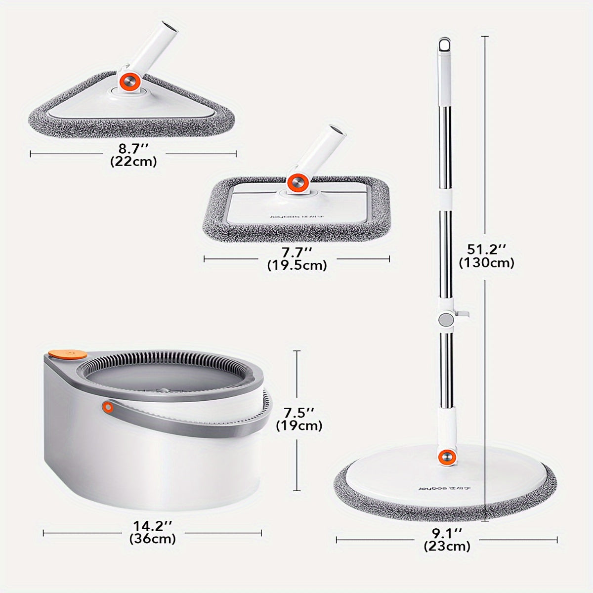 Joybos Spin Mop and Bucket System with 6 Microfiber Cloths - Hands-Free Wringing, 90° Adjustable Stainless Steel Handle, Dual Water Tanks for Clean/Dirty Separation - Efficient Floor Cleaner for Kitchen, Bathroom, Bedroom &