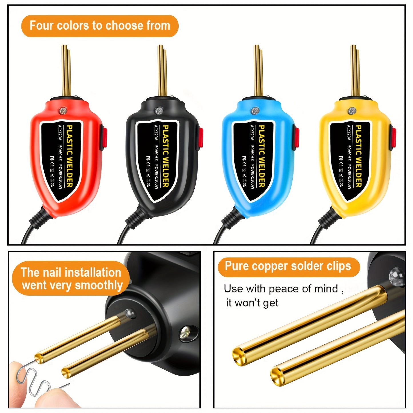 Hot Stapler Mini Plastic Welding Machine Plastic Repair Welder Kit, Car Bumper Repair Kit With 400Pcs/800Pcs Flat/Wave/Outside Inside Corner Hot Staples For Repairing Crack Broken Plastic 220V EU PLUG