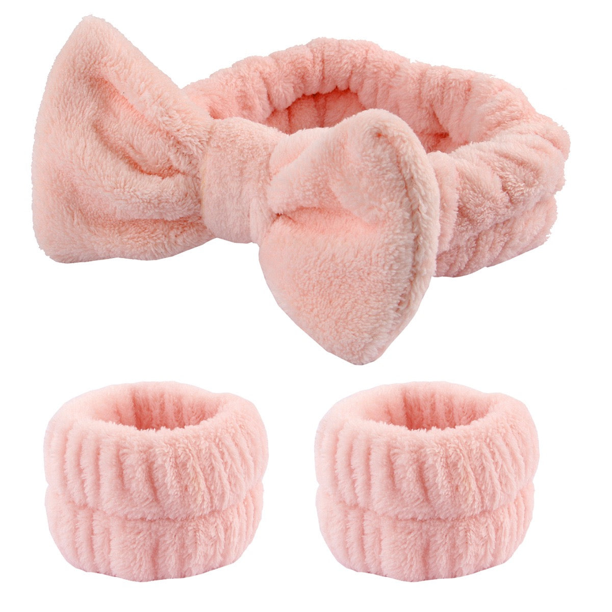 1pc/3pcs Cute Bow Hair Band And Wristband Set, Women Spa Headband For Washing Face, Makeup Hair Band, Skincare Headbands