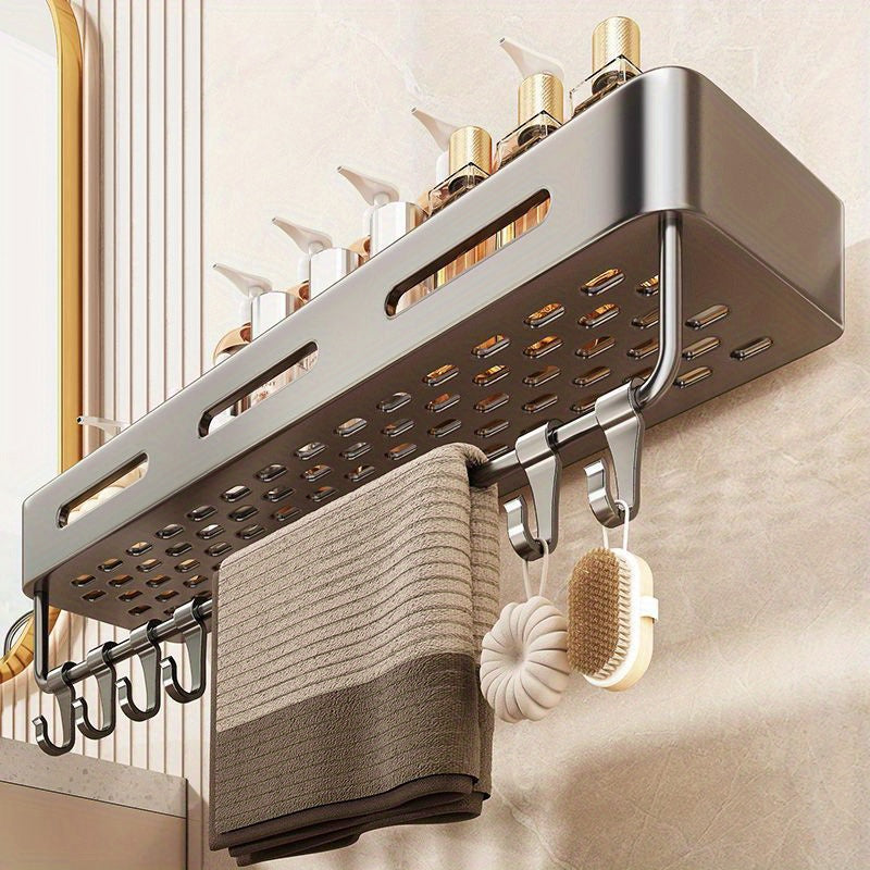 Simple to Install Suction Cup Shower Organizer - Heavy-Duty Rust-Resistant Plastic Wall-Mounted Floating Shelf with Sturdy Adhesive, Space-Saving Bathroom Storage for Shampoo, Soap & Toiletries, No Metal Pipes, Easy Assembly,