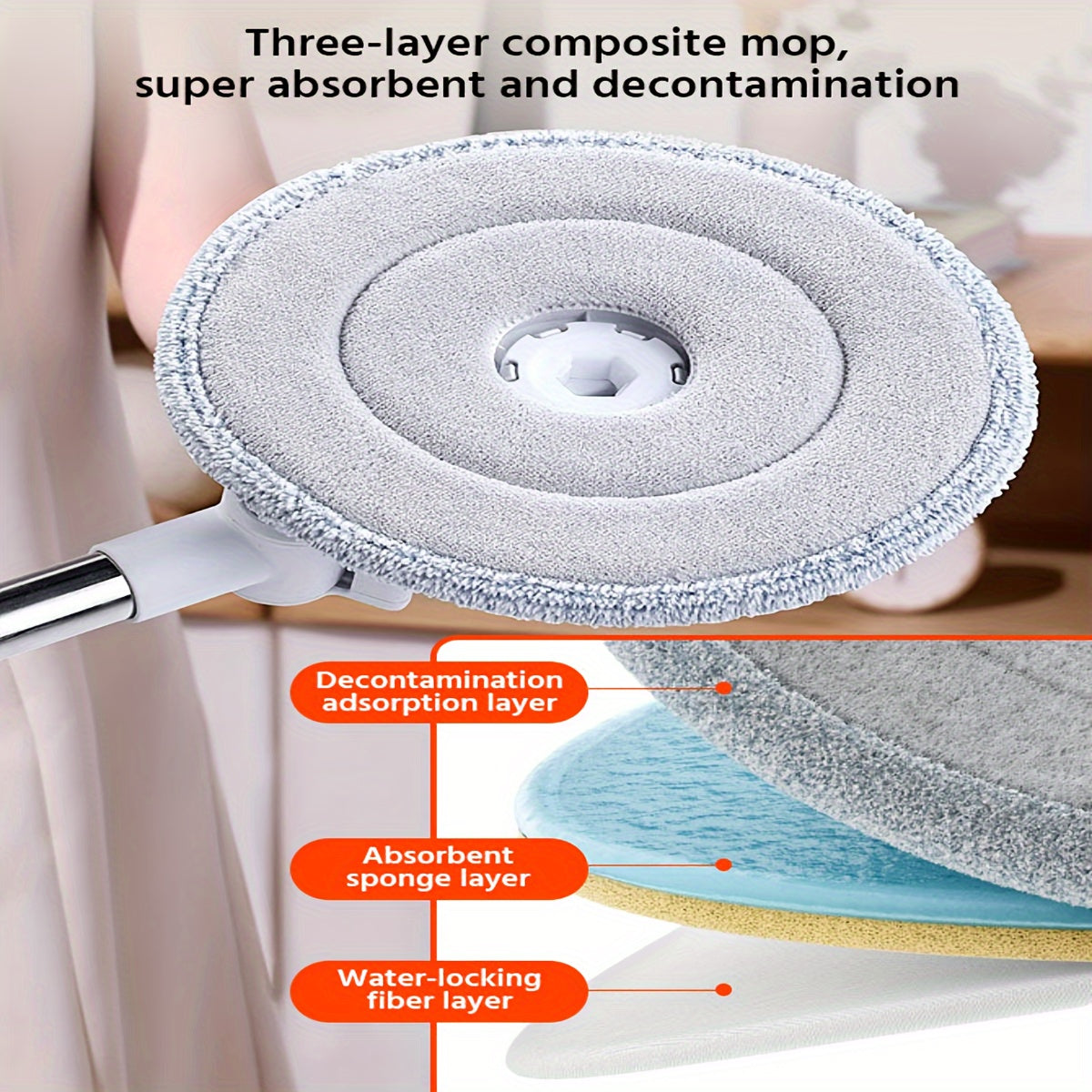 Joybos Spin Mop and Bucket System with 6 Microfiber Cloths - Hands-Free Wringing, 90° Adjustable Stainless Steel Handle, Dual Water Tanks for Clean/Dirty Separation - Efficient Floor Cleaner for Kitchen, Bathroom, Bedroom &