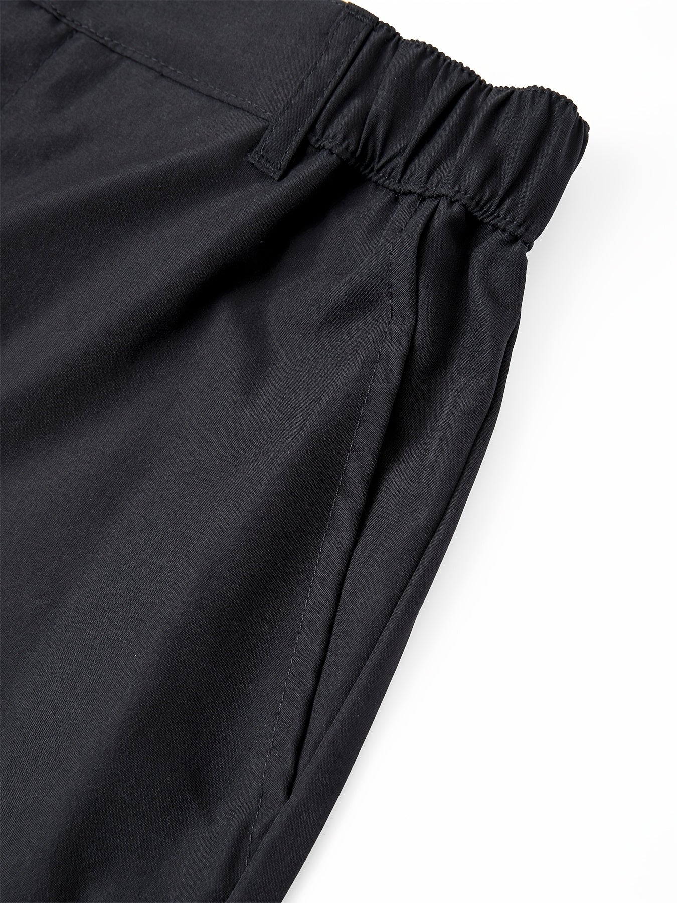 5pcs Men'S Fashion Solid Color Shorts, Woven, Simple, Straight Leg, Five-Inch, Versatile, Business Style, Street, Versatile, Beach Vacation, Travel, Outdoor, Casual, Sports, Zipper, Resin, Button, Half, Elastic, Belt, Casual