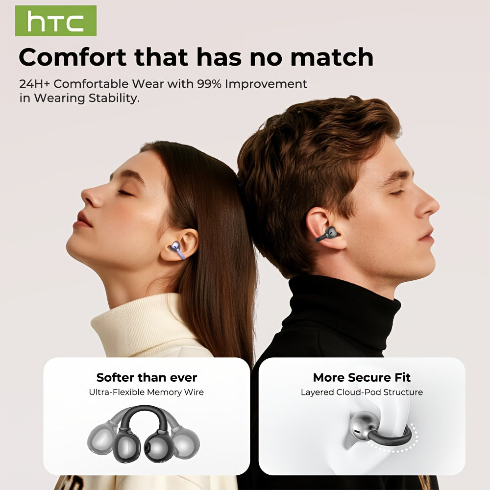 1pc HTC NE55 AI Translation Earbuds Real-time Translation Headphones OWS Open-Ear Wireless Headphones, Latest BT V6.0, Noise Reduction Clear Call, 6.5 Hours Music Long Battery Life, Big speaker Big Volume, Headphones Noise Ca