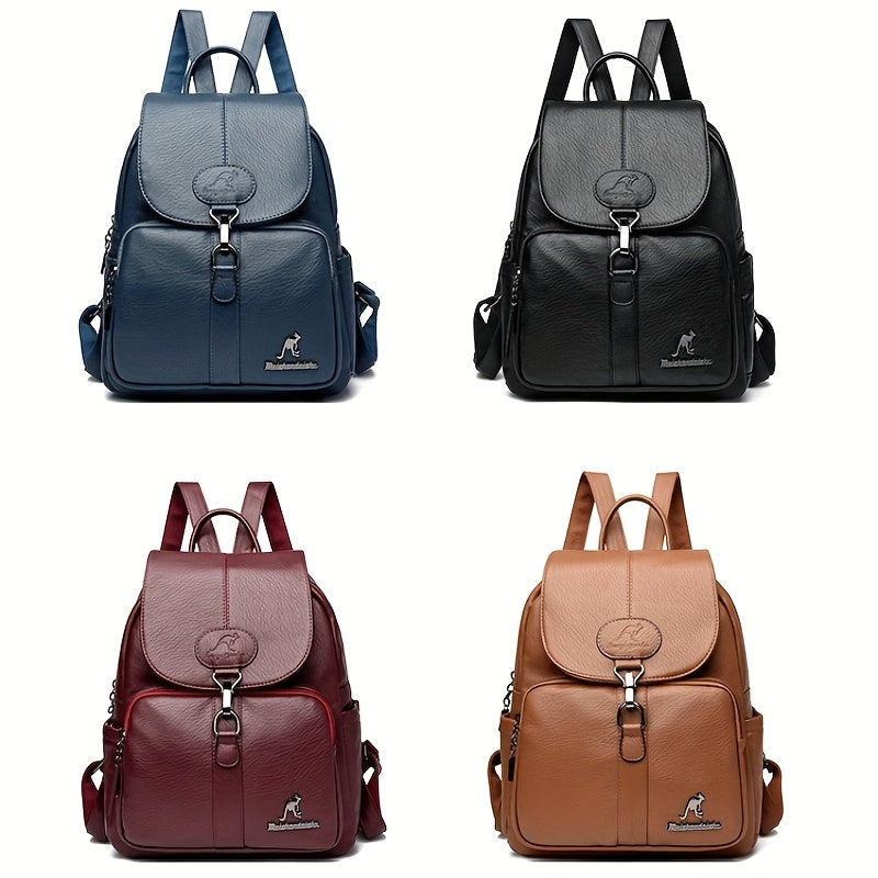 Women'S Genuine Leather Backpack - Vintage Backpack with Zipper Closure, Adjustable Shoulder Straps & Front flap pocket - Elegant Everyday & Formal Bag in, Brown, - Durable Polyester Lining for Women, Versatile Carryall, Clas