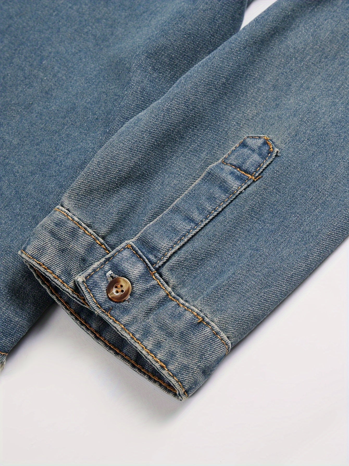 Men's Trendy Ripped Design Casual Button Up Long Sleeve Denim Shirt, Men's Clothes For Spring Summer Autumn, Tops For Men
