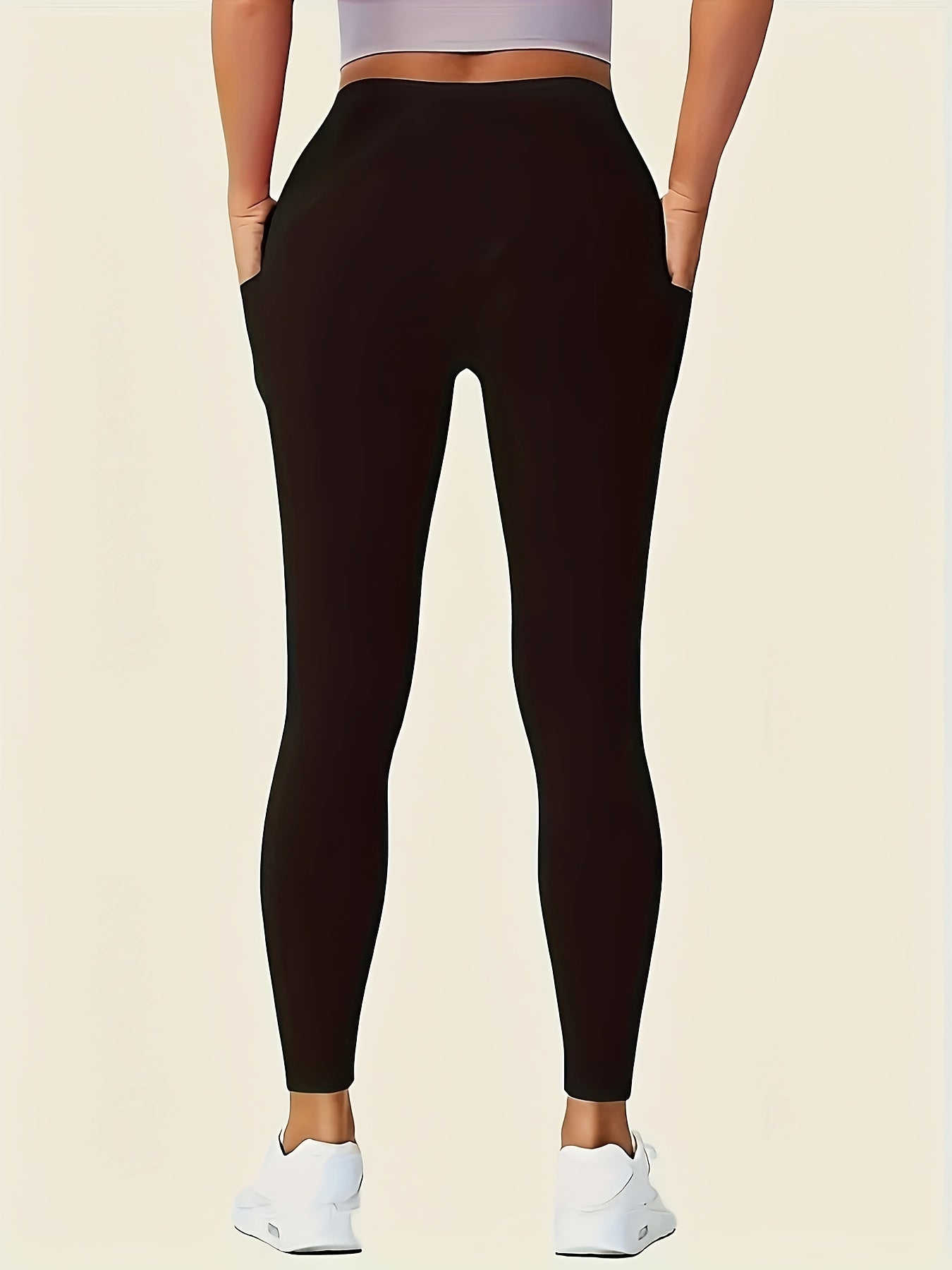 Women's High-Waisted Pants - Non-See-Through Stretchy Leggings with Fit, All-Season & Casual Pants for,, Casual Attire - Burgundy Bottoms, Trousers, Sleek Design, Supportive Waistband, Versatile, Enthusiasts