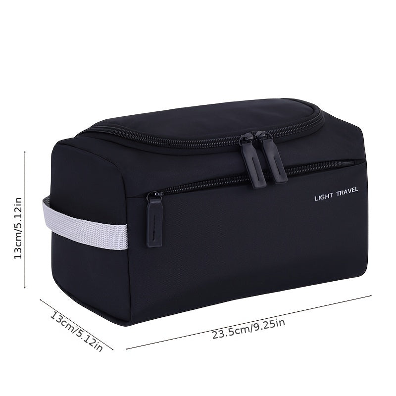 1pc Large Capacity Oxford Cloth Makeup Bag - Multi-Compartment Travel Organizer with Durable Black & Navy Blue Design, Portable Handheld Storage for Cosmetics, Toiletries & Accessories, Cosmetic Storage Organizer, Secure Zipp