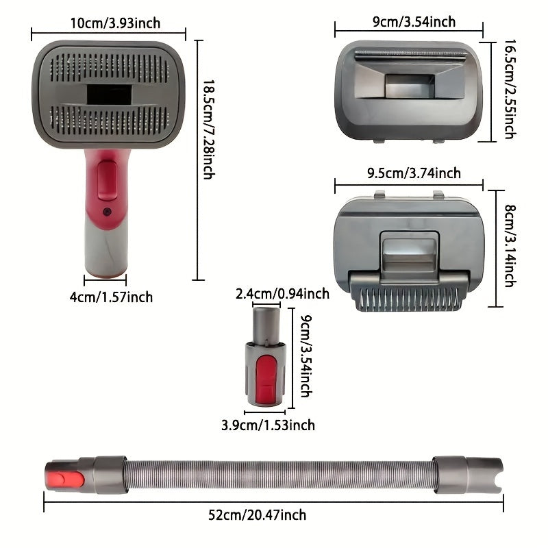 Groom Tool Kit For Dyson Vacuums, Pet Dog Brush Hair Vacuum Attachment For Dyson V7/8/10/11/15, Suitable For Long Or Medium Haired Dogs, Vacuum-Assisted Dog Groomer & Self-Cleaning Mess-free Grooming