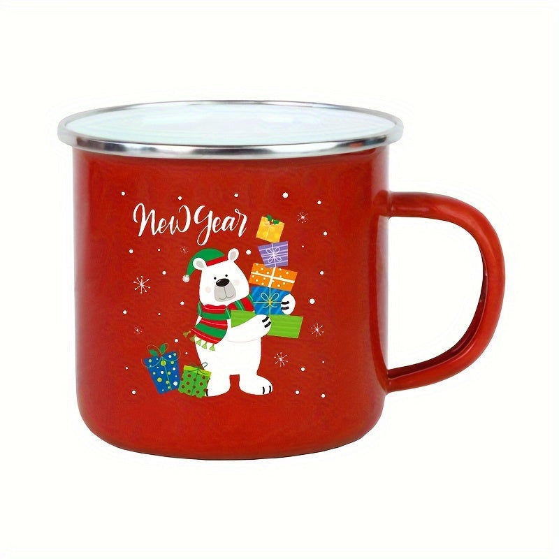 Christmas-Themed Enamel Coffee Mug - Red, Insulated Cup for Hot & Cold Beverages, Perfect Gift for Daughters, Nurses, Doctors, Friends, and Bosses