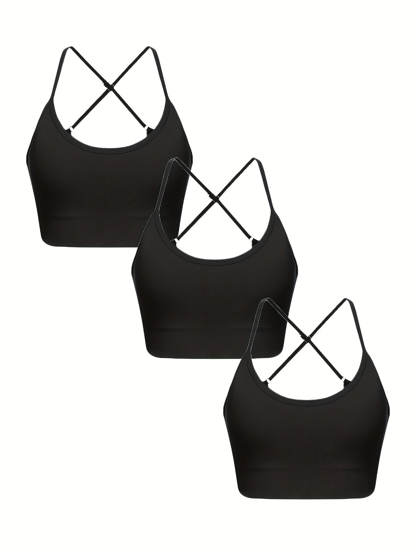3 pcs Breathable Criss Cross Sports Bra for Women - Sleeveless Yoga Crop Top with Adjustable Straps - Perfect for Fitness and Activewear