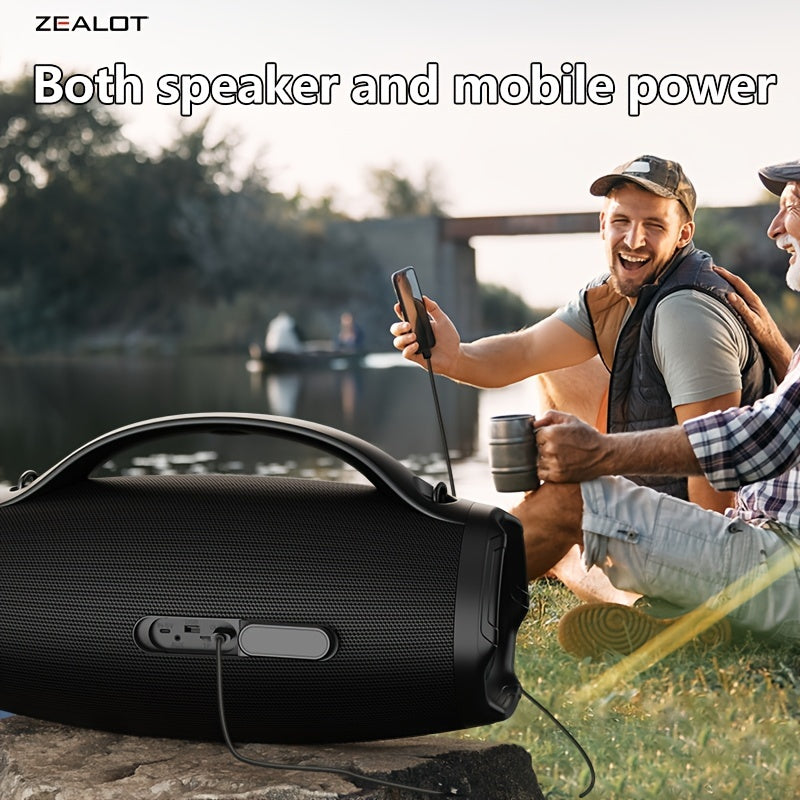 Zealot S98 Portable Wireless Speaker - 160W High-Power, 60H Playtime, IPX5, Fast Charging, Dual Pairing, Shocking Subwoofer, 36000mAh Battery, DSP Technology, Black with Red Accents