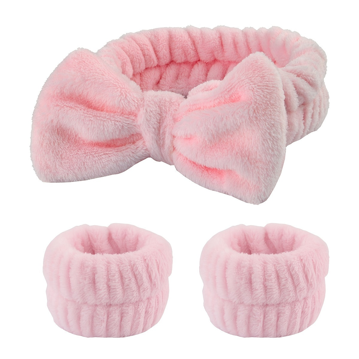 1pc/3pcs Cute Bow Hair Band And Wristband Set, Women Spa Headband For Washing Face, Makeup Hair Band, Skincare Headbands