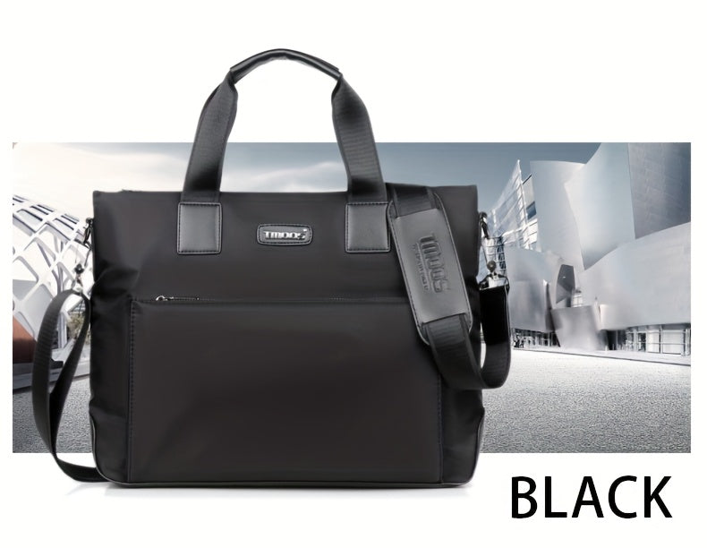 TMOOS Men'S Lightweight Oxford Business Casual Tote Bag - Large Capacity Multi-Compartment, Adjustable Shoulder Strap, Durable & Stylish for Work, Travel, and Everyday Use, Travel Tote Bag, Professional Appearance, Secure Zip
