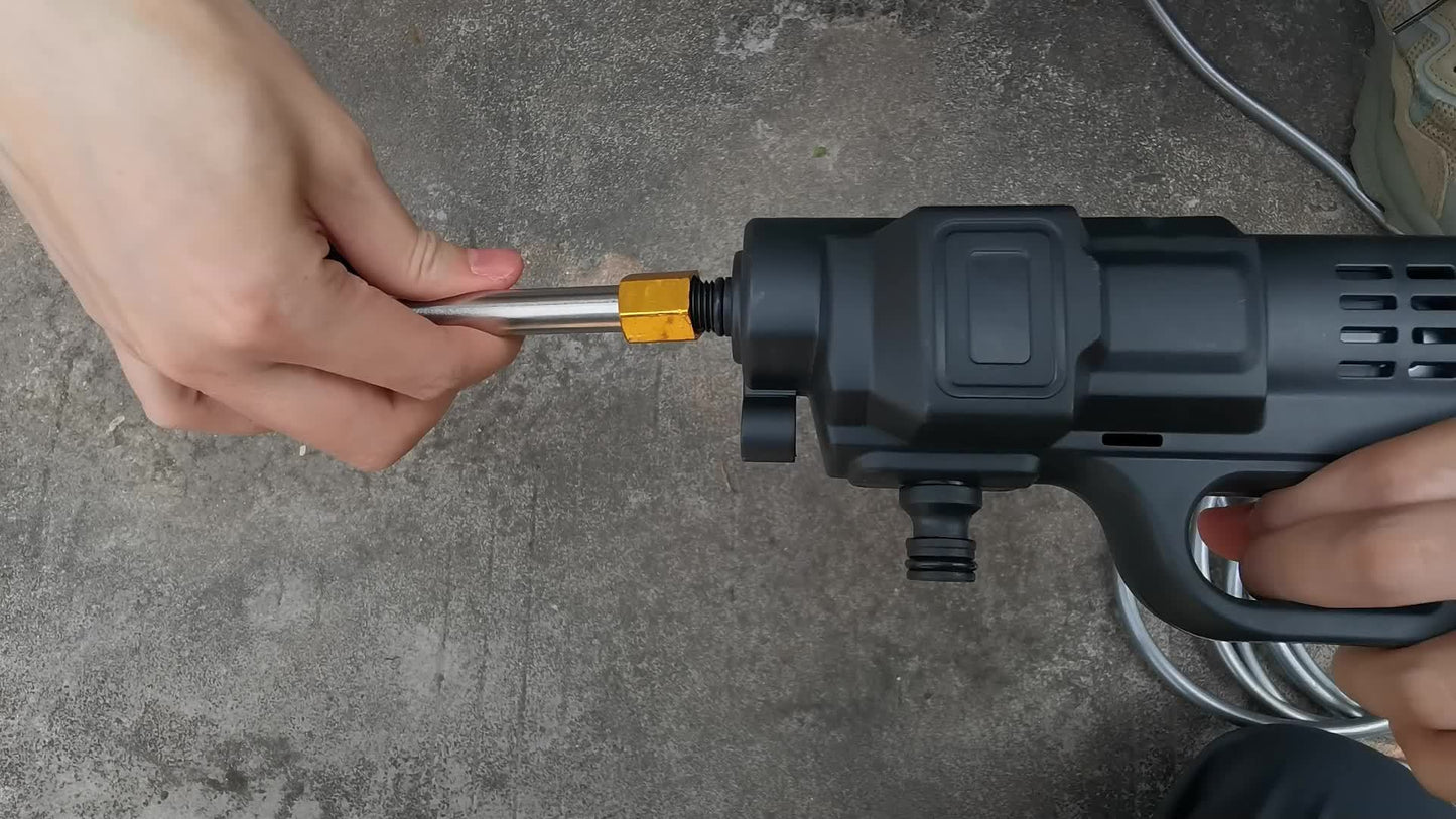 Cordless High Pressure Cleaning Gun Self-priming Continuous Spray Foam Water Gun, 5m Hose & 2 Rechargeable Lithium Battery, 3in 1 Nozzle, Electric Portable Washer Machine, Suitable for Washing Cars, Clean The Garden & Floor A