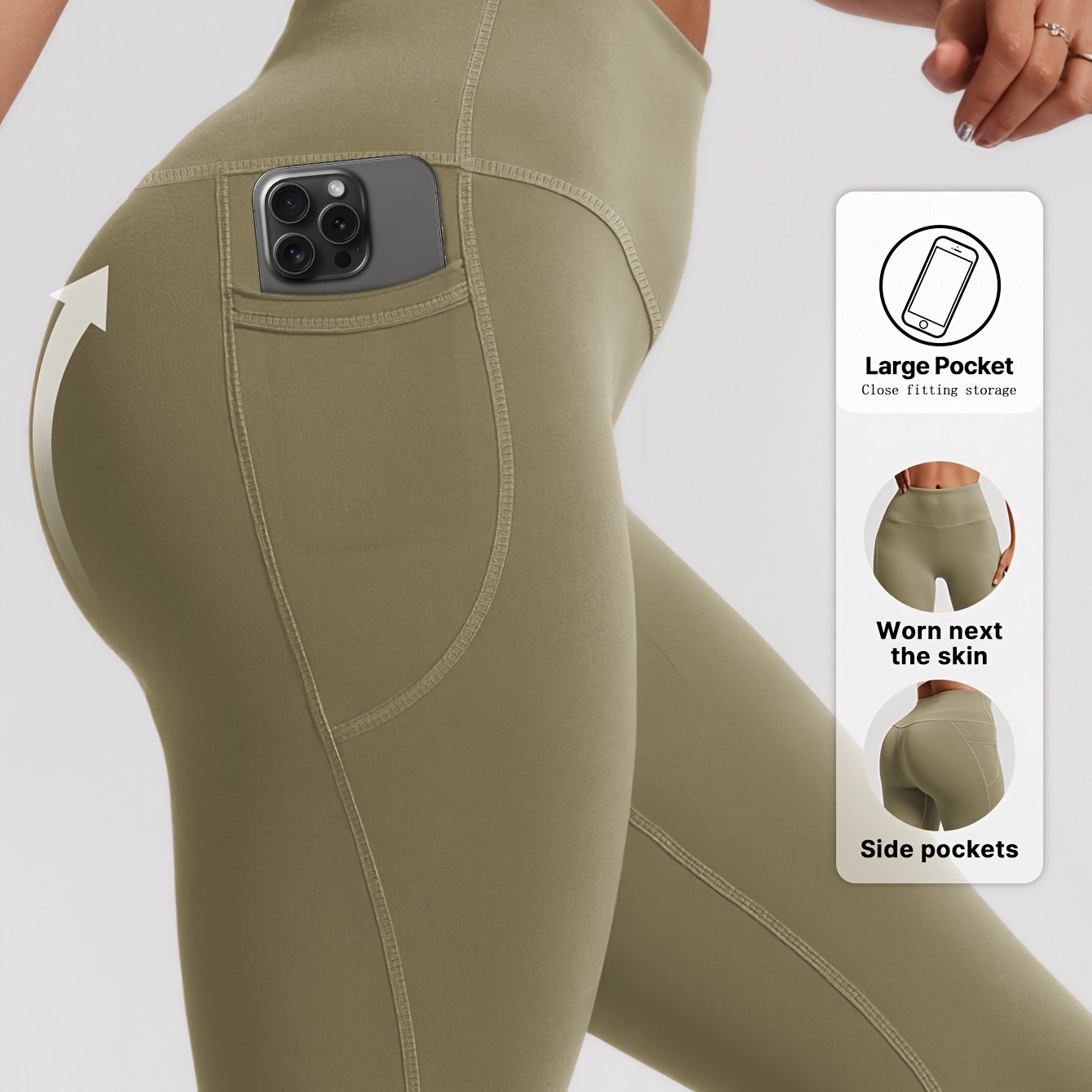 SOYUN Women'S High-Waisted Yoga Leggings with Pockets - Tummy Control Butt Lifting Design, Medium-Stretch Solid Color Workout Pants for Cycling, Running, Gym & Yoga - All-Season Comfort, No Belt Needed, Yoga Pants, Fitness Ap