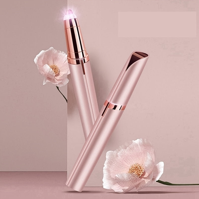 Eyebrow Hair Remover For Lip Nose Facial Hair Removal, USB Rechargeable Painless Precision Portable Electric Eyebrow Trimmer Pen With LED Light, Safe Eyebrow Shaver Razor Tool For Men And Women (Rose Golden) Father's Day Gift