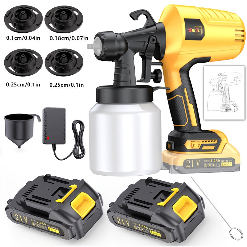 2025 New Model Wireless Paint Sprayer with Cordless High-Pressure Spray Gun - Heavy-Duty Battery-Powered Paint Gun with Ergonomic Grip, Easy-Clean Design & Large Paint Tank for Indoor/Outdoor Walls, Wood, Furniture, DIY Proje