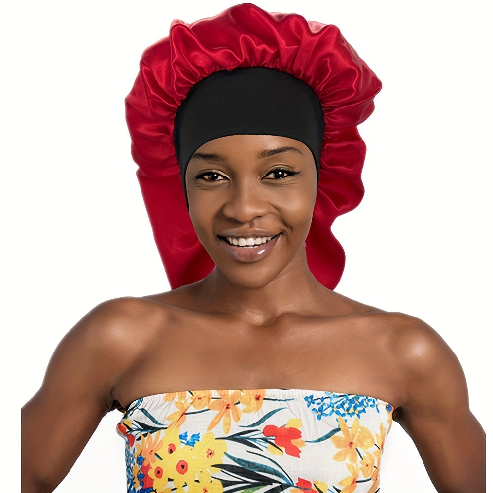 Silky Long Bonnet For Sleeping Solid Color Night Cap For Women Hair Care Tools For Sleeping In Overnight
