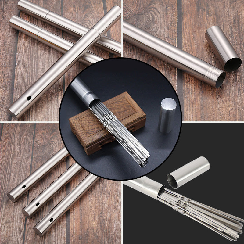 15pcs Stainless Steel Skewers & 1 Tube Storage For Barbecue, Reusable Grill Skewers, Shish Kebab BBQ Camping Flat Forks Gadgets, Outdoor Camping Picnic, Cookware Barbecue Tool Accessories
