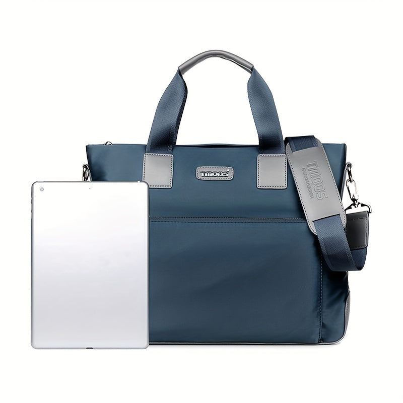 TMOOS Men'S Lightweight Oxford Business Casual Tote Bag - Large Capacity Multi-Compartment, Adjustable Shoulder Strap, Durable & Stylish for Work, Travel, and Everyday Use, Travel Tote Bag, Professional Appearance, Secure Zip