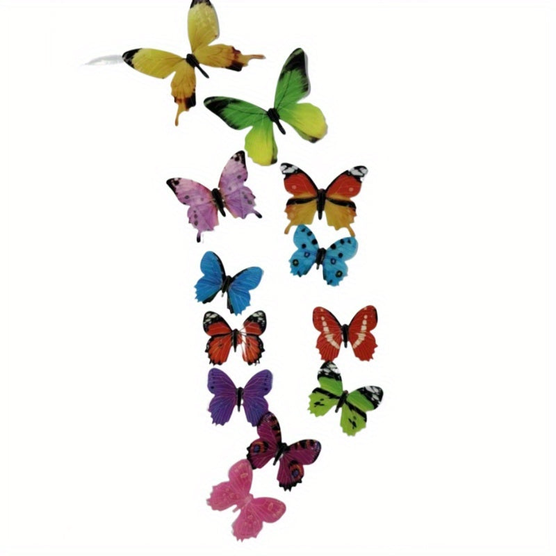 12pcs Luminous Butterfly Wall Decals, Contemporary Style 3D Glow in the Dark Stickers, Reusable High-Glossy Plastic Animal Theme Irregular Shape for Living Room Bedroom Home Decor, Butterfly Decorations