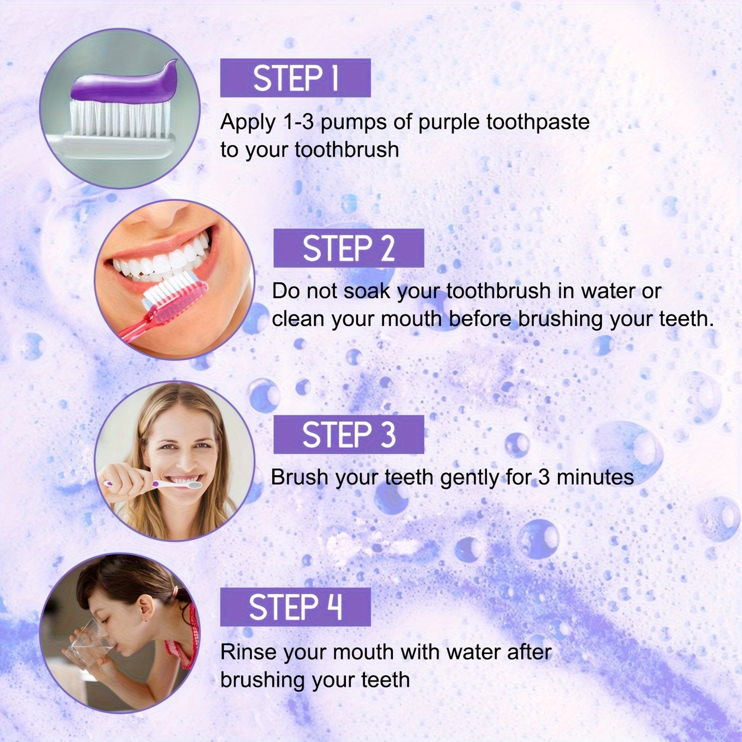 Purple Whitening Toothpaste - Brightens & Cleans Teeth, Fades Stains & Odors, Oral Care Gel Teeth Whitening Products Tooth Whitening