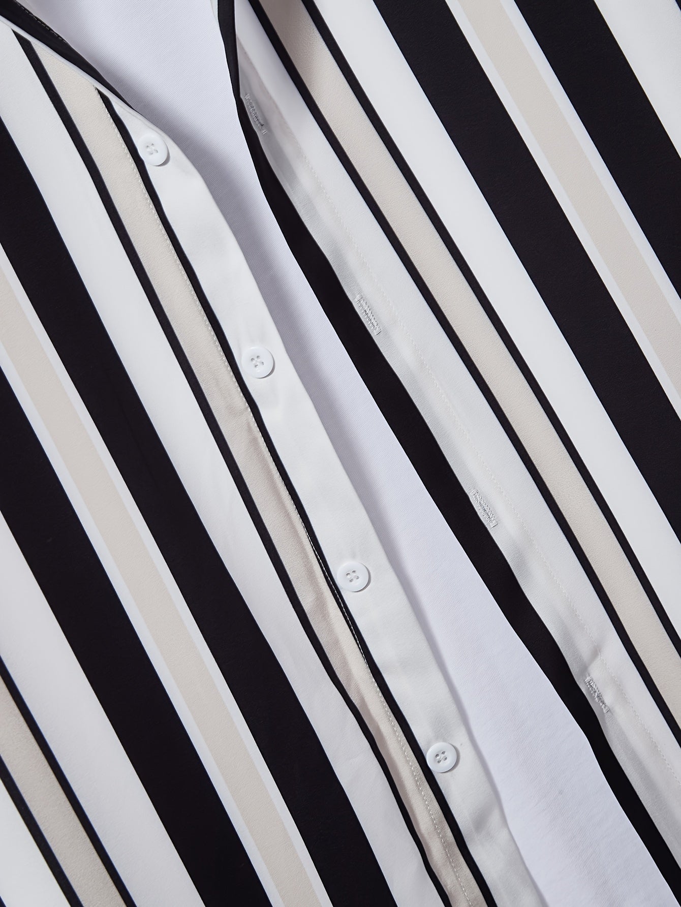 2pcs Men's Stripe Pattern Color Block Short Sleeve Button Shirt & Loose Shorts, Men's Casual Outfit For Summer Vacation