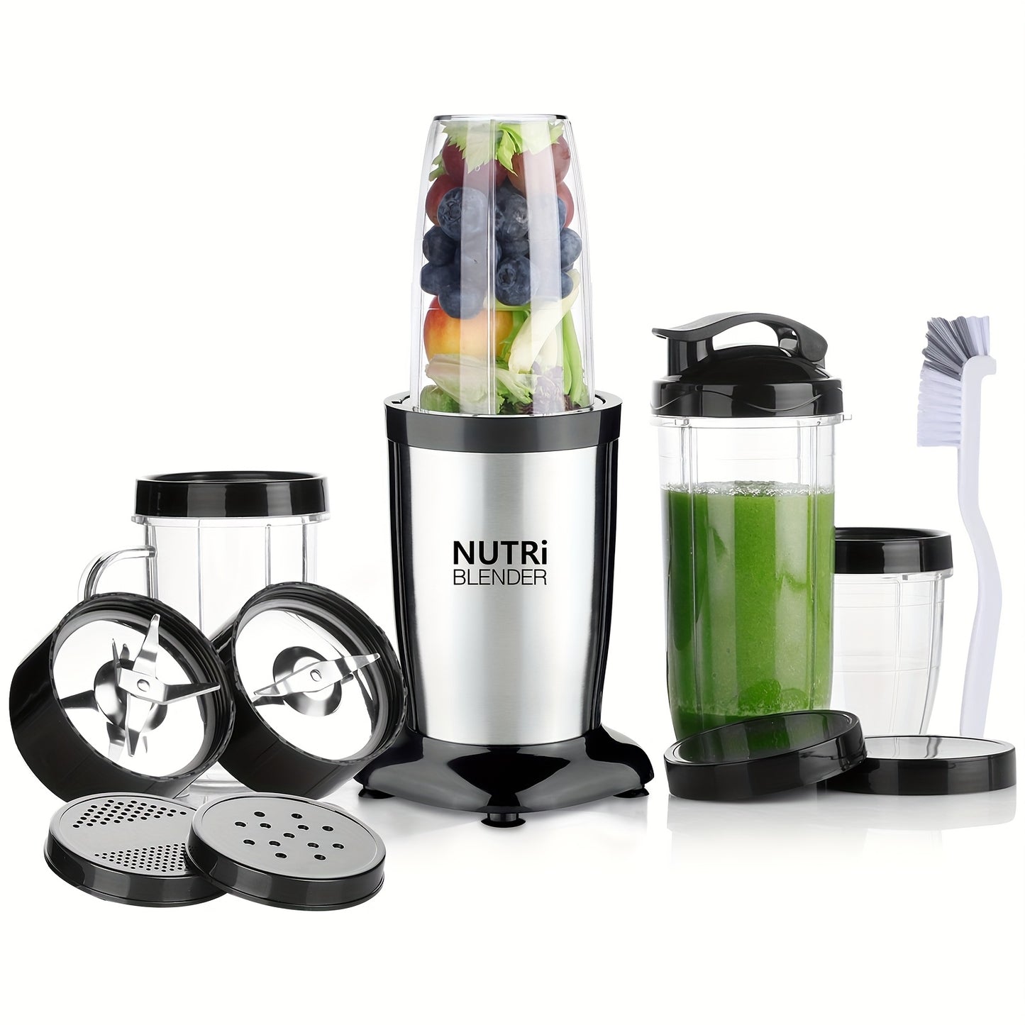 Smoothie Blender, Milkshake And Smoothie Blender, 15pcs Kitchen Personal Blender And Grinder Combo, Single Blender for Making Juice, Baby Food And Nutritional Recipes with Clean Brush