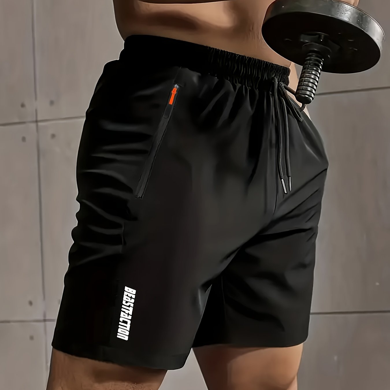 Men'S Summer Casual Shorts, New Fashion Loose Fit Sports Running Fitness 5/4 Pants, Polyester, Zipper, Print Pattern, Slight Stretch Fabric, 120g/m², Woven, with for Men