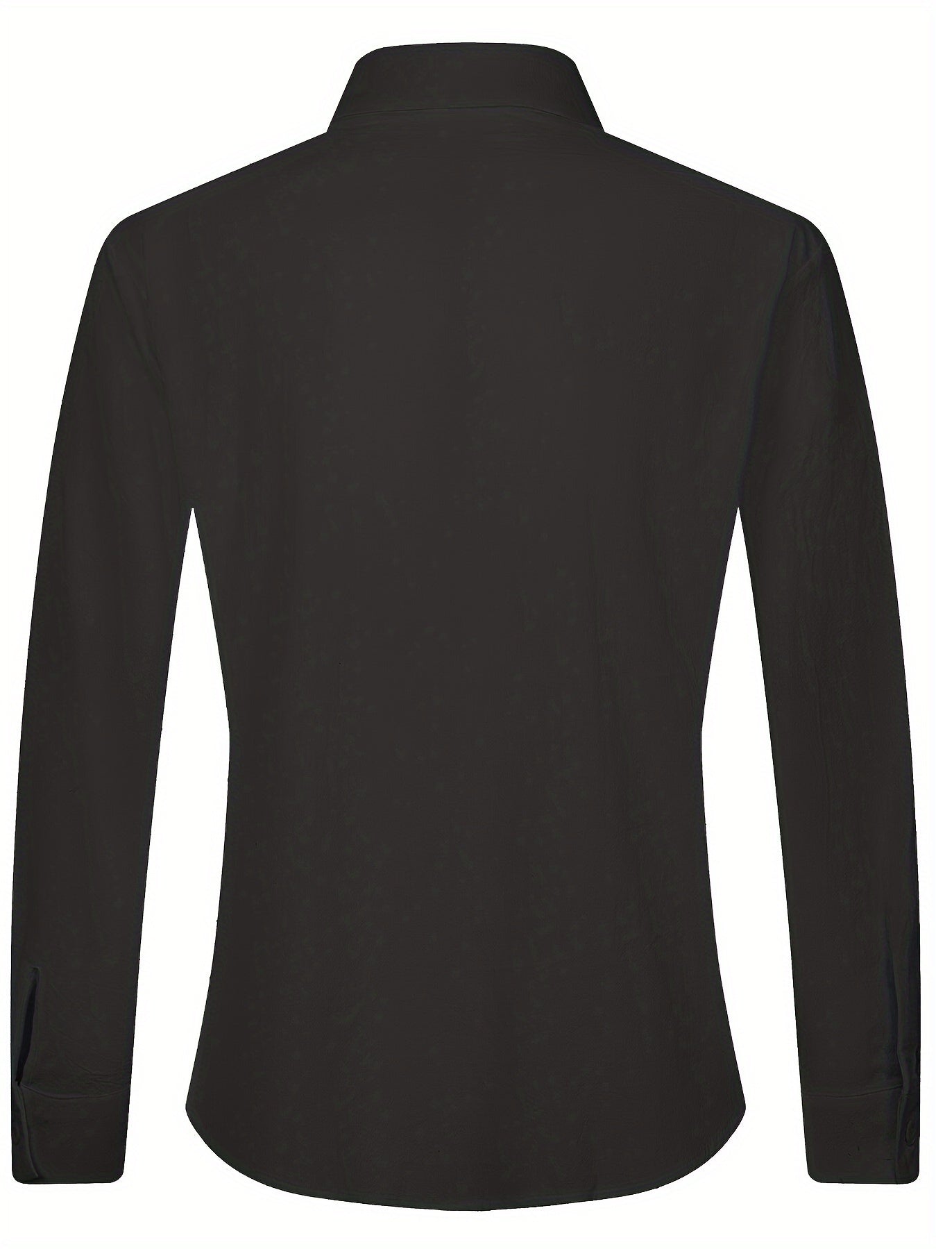 Solid Color Men's Cotton Long Sleeve Button Up Shirt, Men's Spring Fall Lapel Top