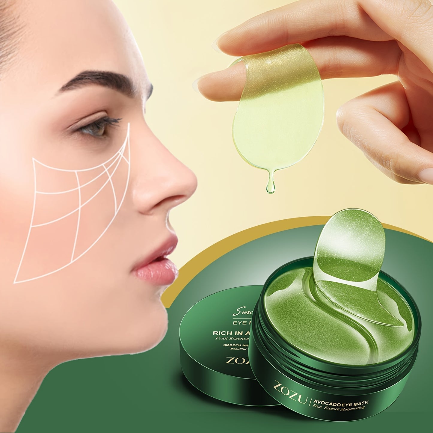 60pcs Moisturizing And Lifting Eye Masks For - Avocado And Golden Eye Patches For Firming And Tightening Under Eye Skin
