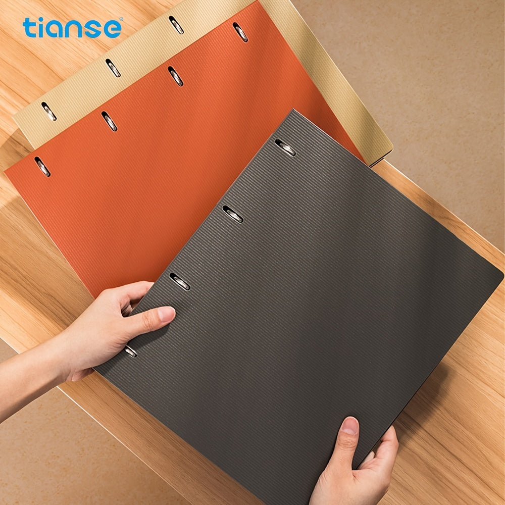1pc TIANSE 4 Hole File Folder, A4 Size, 200 Sheets Capacity, Binder Folder Perfect For Classified Management Of Office Home School Student Documents Test Papers