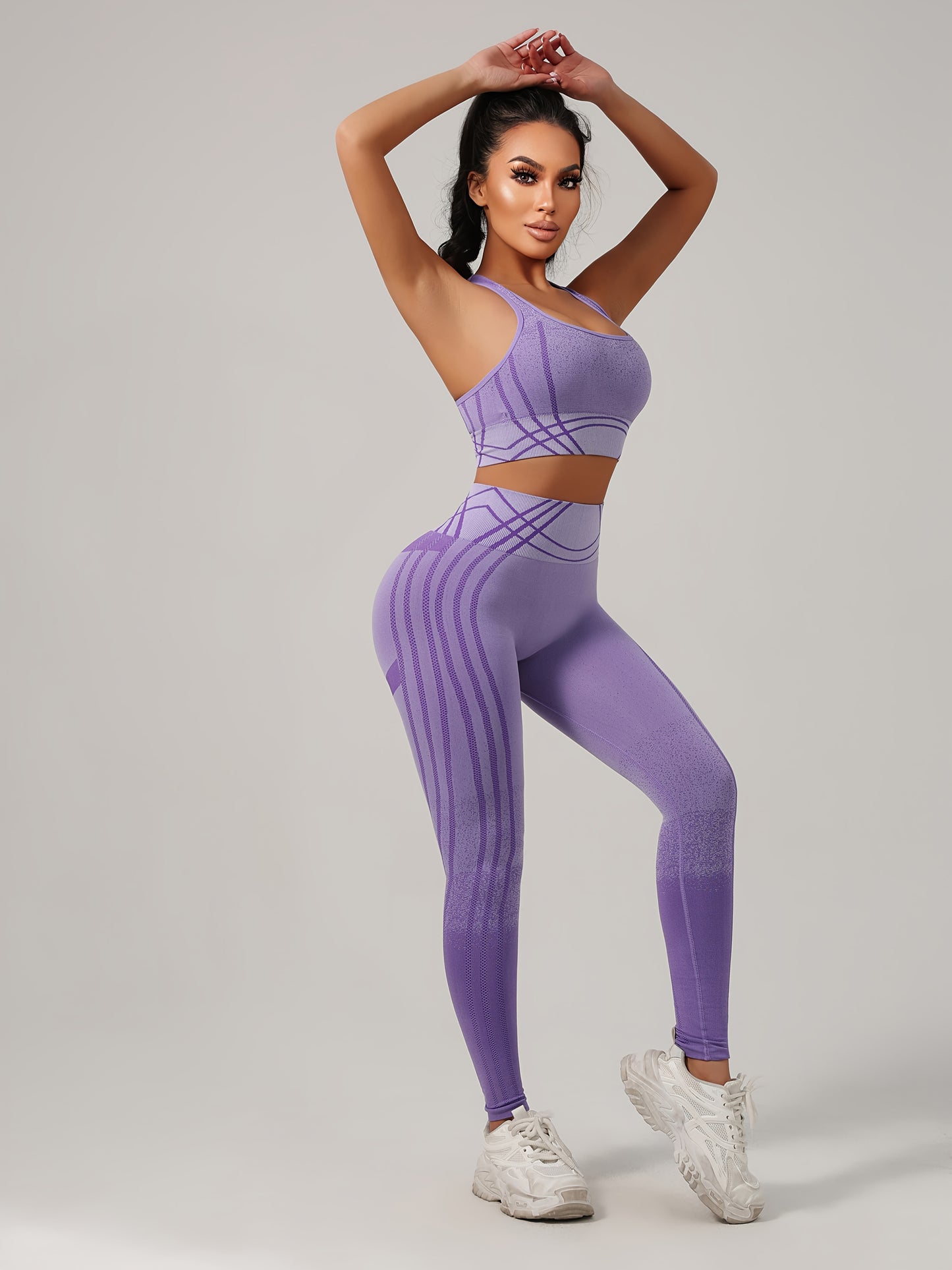 Yoga Sports Long Pants and Vest Set, Solid Color, Rib, High Stretch, Skinny Fit, Long Length, All-Season, for Adult, Sports Occasion, Ribbed Details, Ribbed Fabric